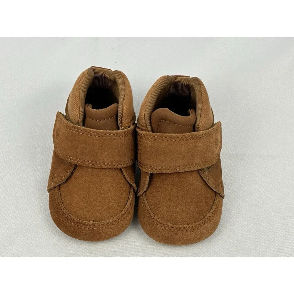 Stride Rite Baby Shoes Size 3M Brown Suede Leather Soft Sole Crib
